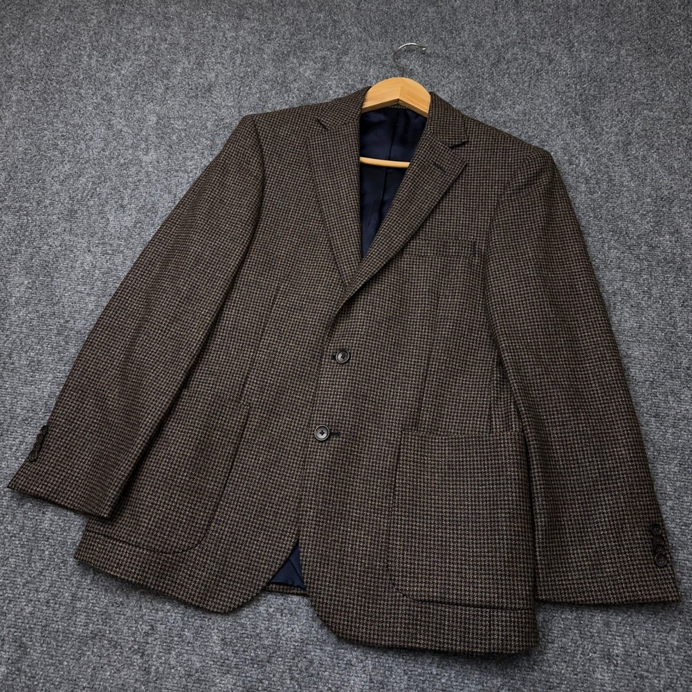 Jos A Bank Blazer Sport Coat 38S Houndstooth Tailored Fit Wool Lanificio Di Pray